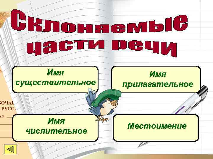  Имя существительное  прилагательное   Имя    Местоимение числительное 