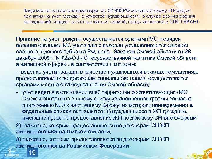  Задание: на основе анализа норм ст. 52 ЖК РФ составьте схему «Порядок 