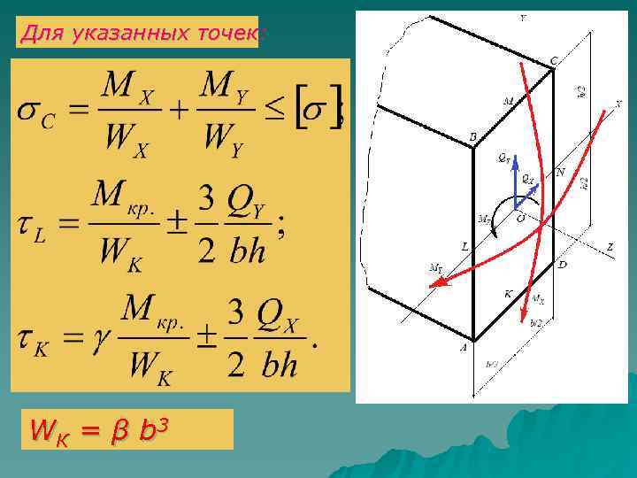 Для указанных точек: W К = β b 3 