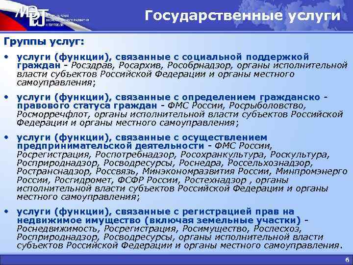 Государственные услуги Группы услуг: • услуги (функции), Государственные услуги Группы услуг: • услуги (функции),