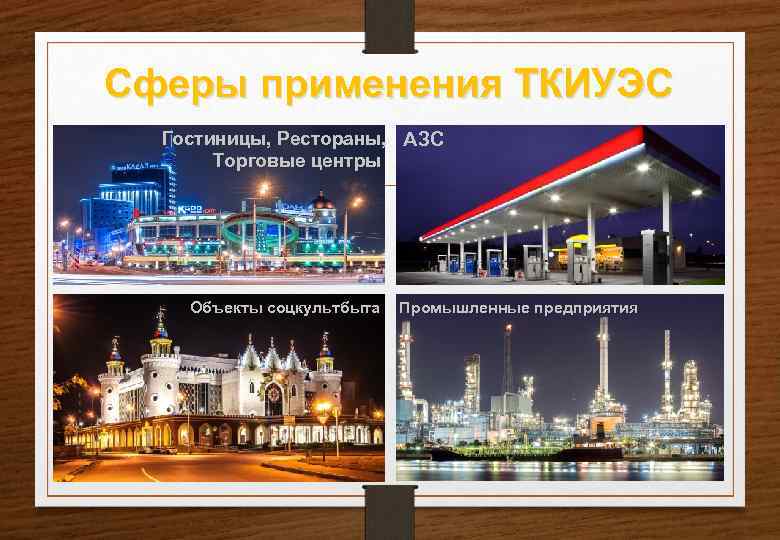 Сферы применения ТКИУЭС  Гостиницы, Рестораны, АЗС  Торговые центры   Объекты соцкультбыта