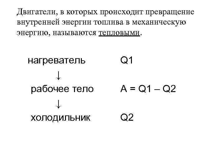 Примеры превращения внутренней энергии