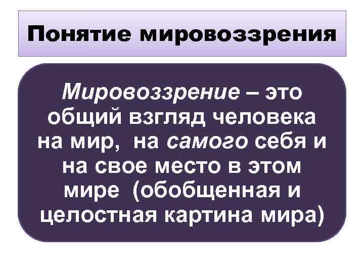 Мировоззрение это кратко