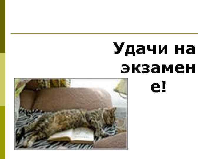 Удачи на экзамен е! 