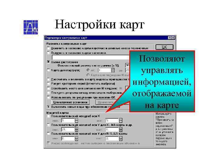 Настройки карт    Позволяют    управлять   информацией, 