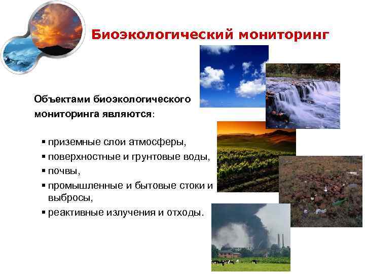    Биоэкологический мониторинг  Объектами биоэкологического мониторинга являются:  § приземные слои