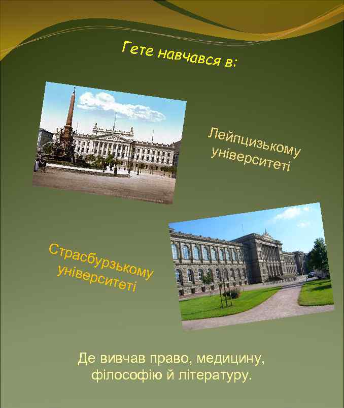    Гете нав     чався в:   