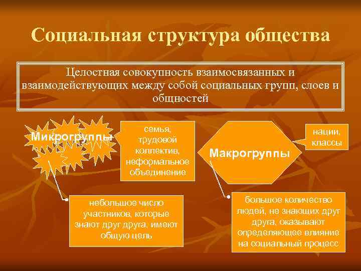  Социальная структура общества  Целостная совокупность взаимосвязанных и взаимодействующих между собой социальных групп,