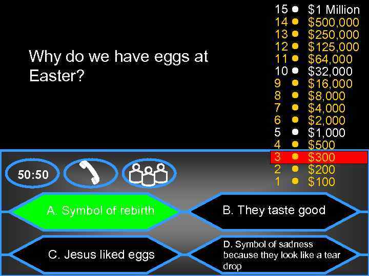     15 $1 Million    14 $500, 000 