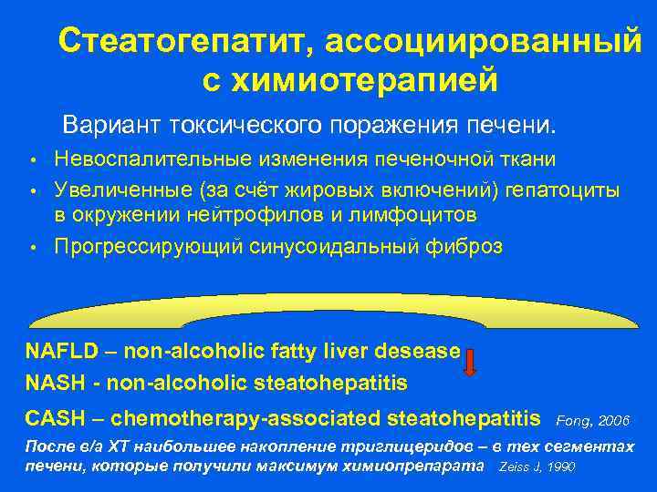 Стеатогепатит, ассоциированный с химиотерапией Вариант токсического поражения печени. Невоспалительные изменения печеночной ткани • Увеличенные