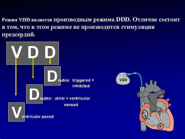 Режим VDD является производным режима DDD. Отличие состоит в том, что в этом режиме