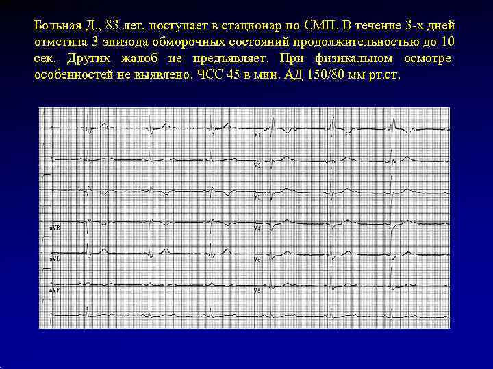 Больная Д. , 83 лет, поступает в стационар по СМП. В течение 3 -х