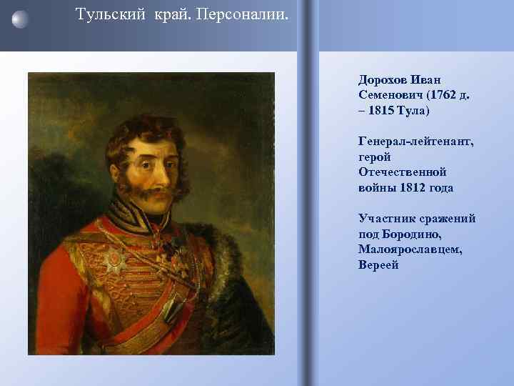 Тульский край. Персоналии.       Дорохов Иван   