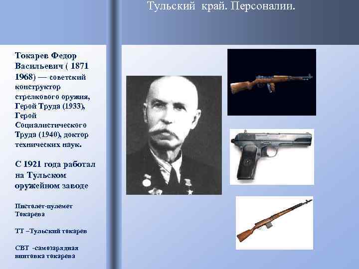     Тульский край. Персоналии. Токарев Федор Васильевич ( 1871 1968) —