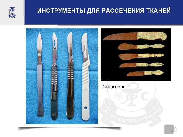 ИНСТРУМЕНТЫ ДЛЯ РАССЕЧЕНИЯ ТКАНЕЙ     Скальпель     