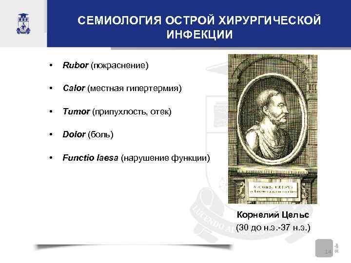   СЕМИОЛОГИЯ ОСТРОЙ ХИРУРГИЧЕСКОЙ    ИНФЕКЦИИ  •  Rubor (покраснение)