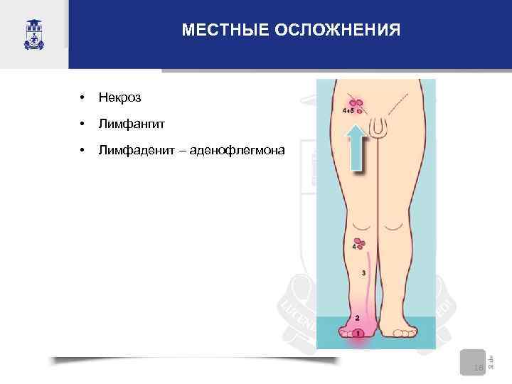     МЕСТНЫЕ ОСЛОЖНЕНИЯ  •  Некроз  •  Лимфангит