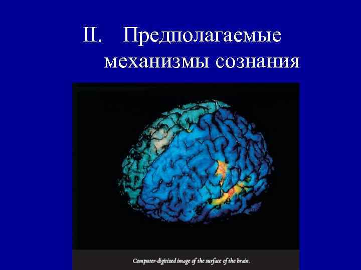 II. Предполагаемые механизмы сознания II. Предполагаемые механизмы сознания