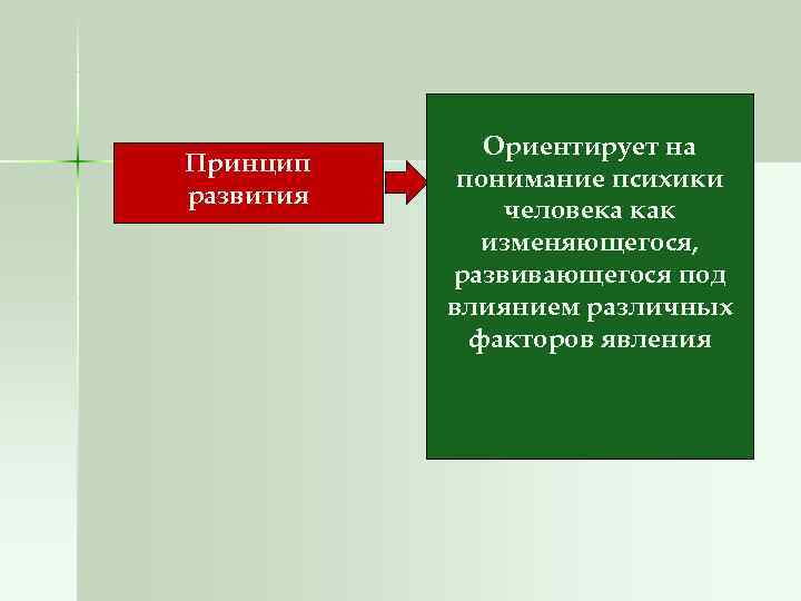    Ориентирует на Принцип   понимание психики развития   