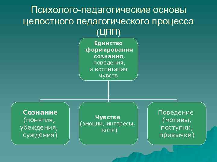  Психолого-педагогические основы целостного педагогического процесса    (ЦПП)   Единство 
