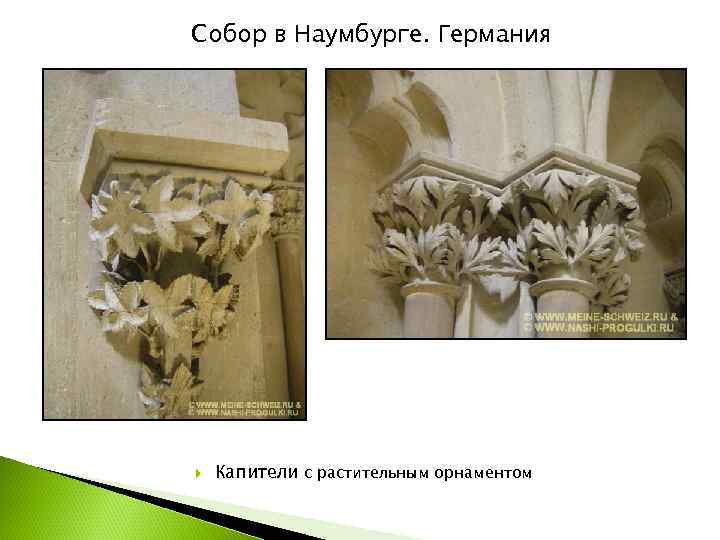 Собор в Наумбурге. Германия   Капители с растительным орнаментом 