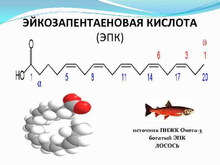 ЭЙКОЗАПЕНТАЕНОВАЯ КИСЛОТА  (ЭПК)     источник ПНЖК Омега-3   