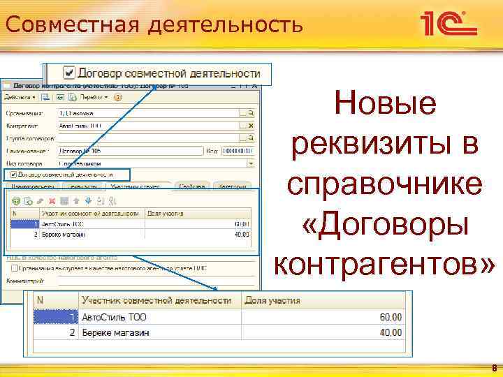 Совместная деятельность      Новые     реквизиты в