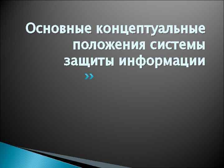 Основные концептуальные  положения системы защиты информации 