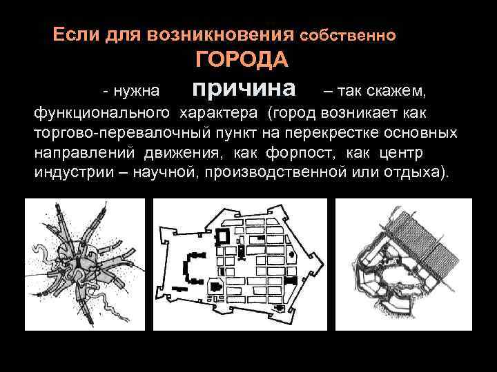  Если для возникновения собственно    ГОРОДА   - нужна 