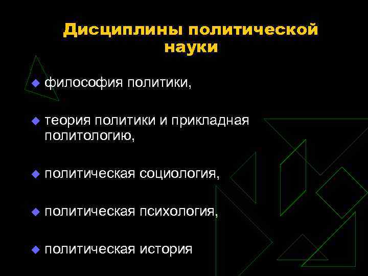 Дисциплины политической науки u философия политики, u Дисциплины политической науки u философия политики, u