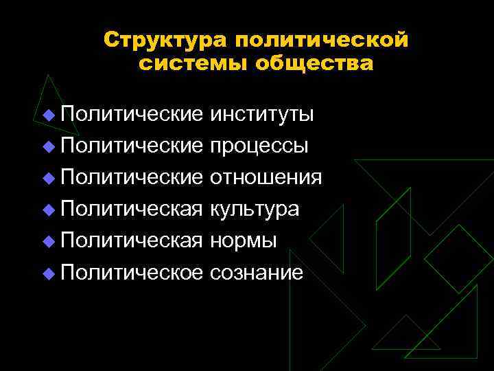 Структура политической системы общества u Политические институты u Политические процессы u Структура политической системы общества u Политические институты u Политические процессы u