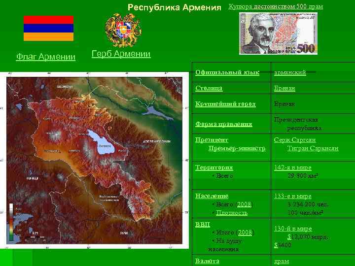     Республика Армения Купюра достоинством 500 драм Флаг Армении  Герб