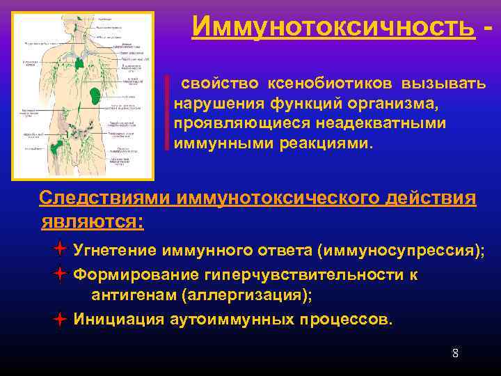     Иммунотоксичность -    свойство ксенобиотиков вызывать  