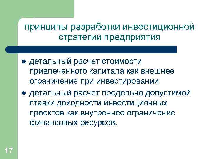 Разработка инвестиционного проекта начинается с момента