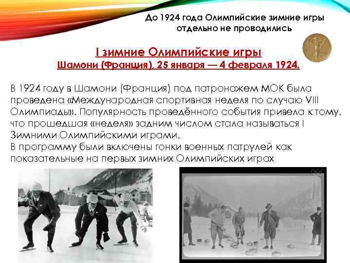 До 1924 года Олимпийские зимние игры До 1924 года Олимпийские зимние игры