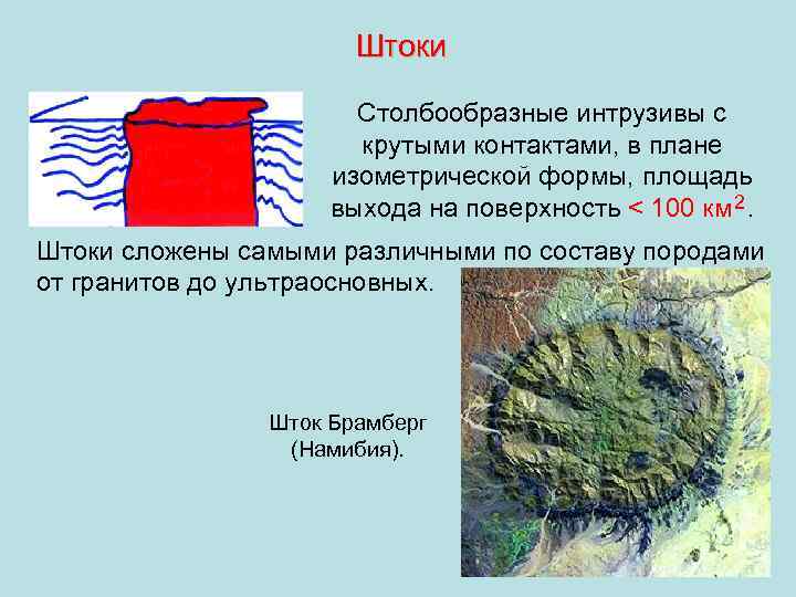     Штоки     Столбообразные интрузивы с  