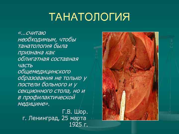 ТАНАТОЛОГИЯ «…считаю необходимым, чтобы танатология была признана как ТАНАТОЛОГИЯ «…считаю необходимым, чтобы танатология была признана как
