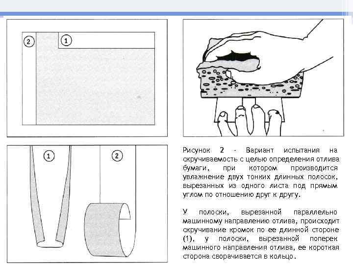 Рисунок 2 – Вариант испытания на скручиваемость с целью определения отлива бумаги, при 