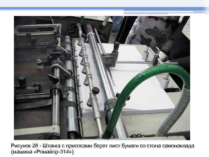 Рисунок 28 - Штанга с присосами берет лист бумаги со стола самонаклада (машина «Ромайор-314»