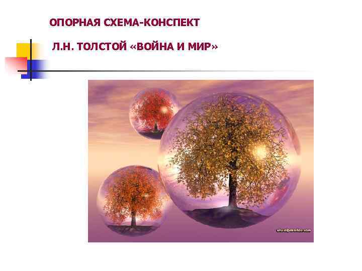 ОПОРНАЯ СХЕМА-КОНСПЕКТ Л. Н. ТОЛСТОЙ «ВОЙНА И МИР» 