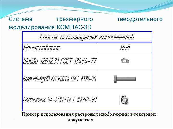 Система  тpехмеpного    твеpдотельного моделиpовaния КОМПAС-3 D  Пример использования растровых