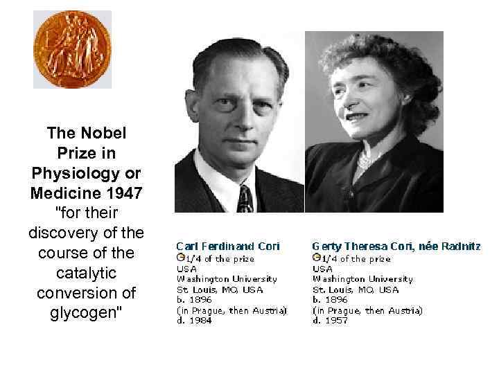 The Nobel Prize in Physiology or Medicine 1947 The Nobel Prize in Physiology or Medicine 1947