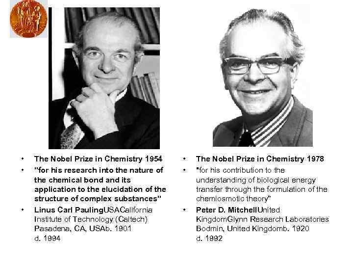 • The Nobel Prize in Chemistry 1954 • The Nobel • The Nobel Prize in Chemistry 1954 • The Nobel