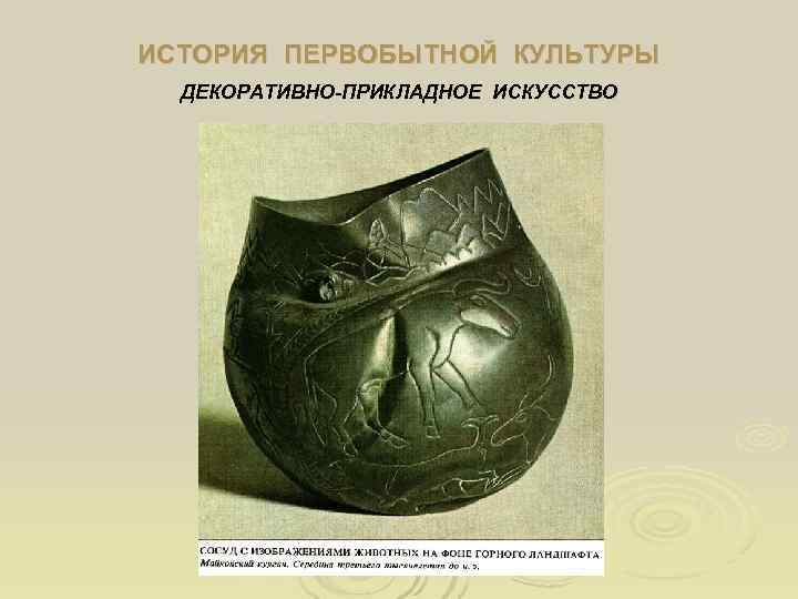 ИСТОРИЯ ПЕРВОБЫТНОЙ КУЛЬТУРЫ  ДЕКОРАТИВНО-ПРИКЛАДНОЕ ИСКУССТВО 