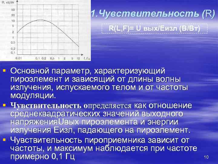     1. Чувствительность (R)     R(L, F)= U