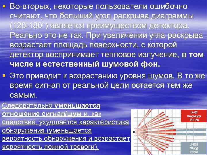 § Во вторых, некоторые пользователи ошибочно  считают, что больший угол раскрыва диаграммы 