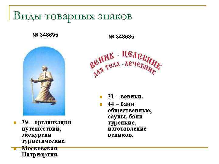 Виды товарных знаков  № 348695  № 348685     