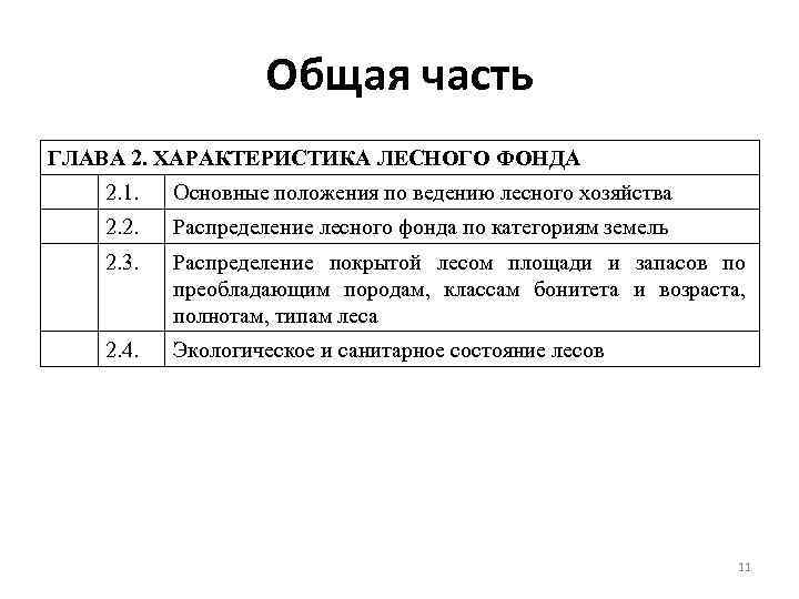     Общая часть ГЛАВА 2. ХАРАКТЕРИСТИКА ЛЕСНОГО ФОНДА 2. 1. 