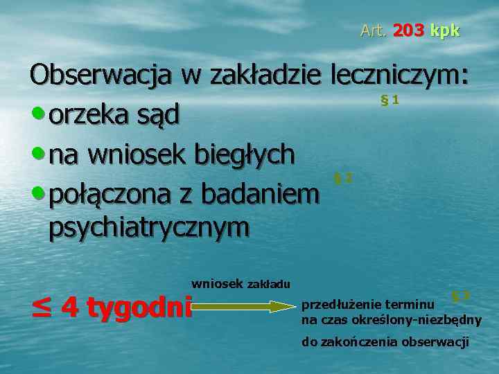        Art. 203 kpk Obserwacja w zakładzie leczniczym: