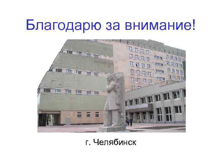 Благодарю за внимание! г. Челябинск Благодарю за внимание! г. Челябинск
